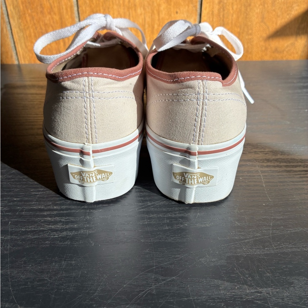 Brown Canvas Vans authentics stack form with Pink… - image 3